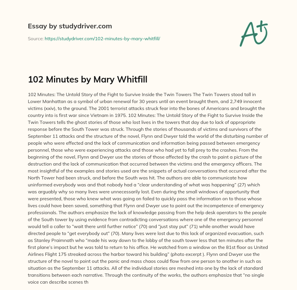 102 Minutes by Mary Whitfill essay