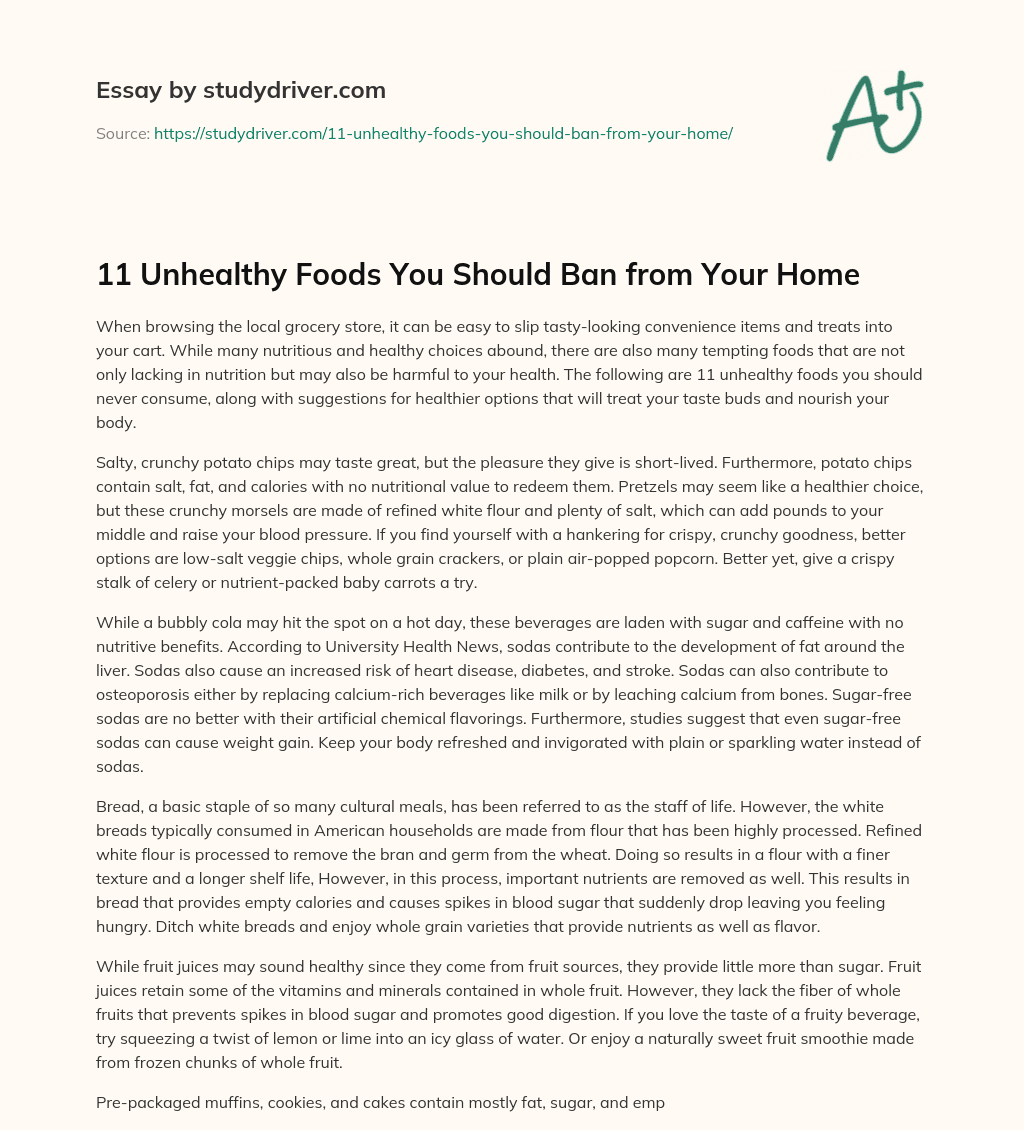 11 Unhealthy Foods you should Ban from your Home essay