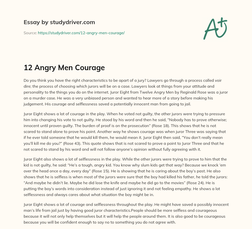12 Angry Men Courage essay