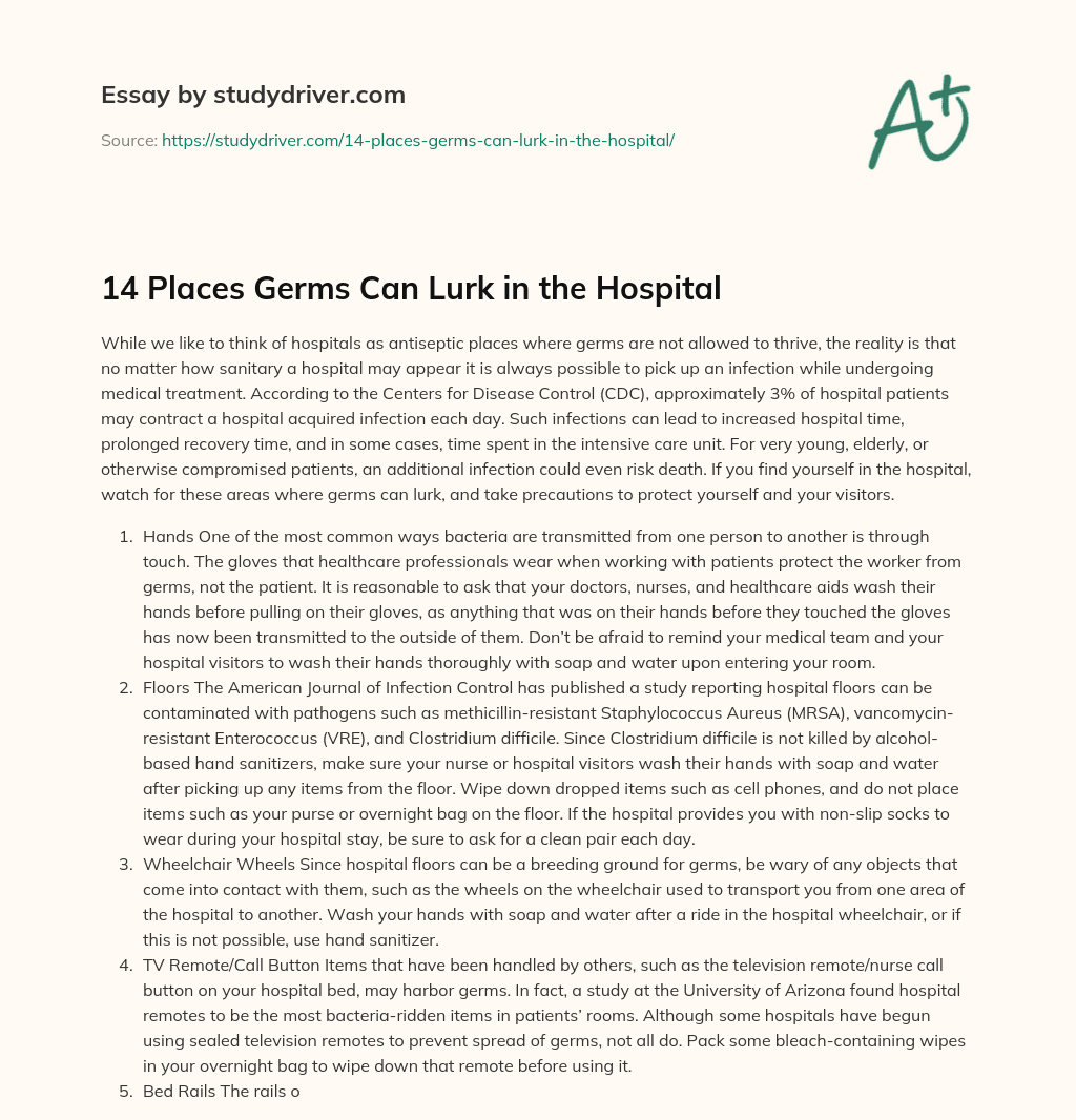 14 Places Germs Can Lurk in the Hospital  essay