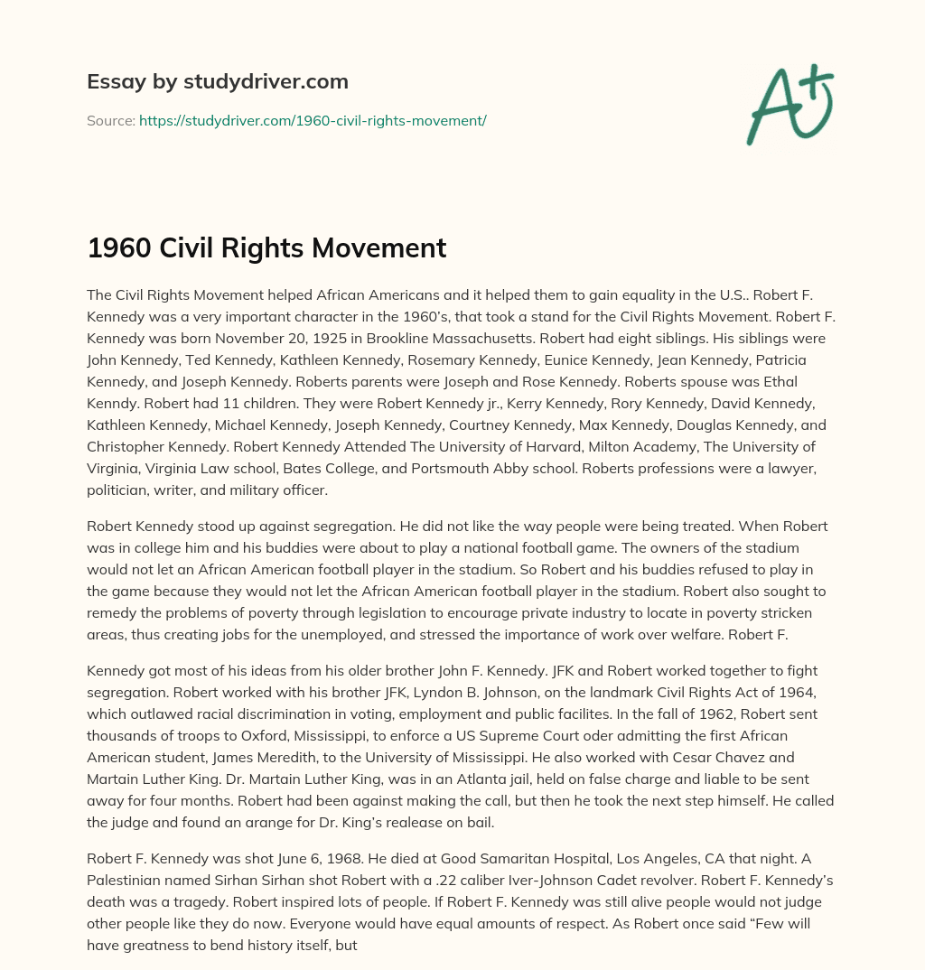 1960 Civil Rights Movement essay