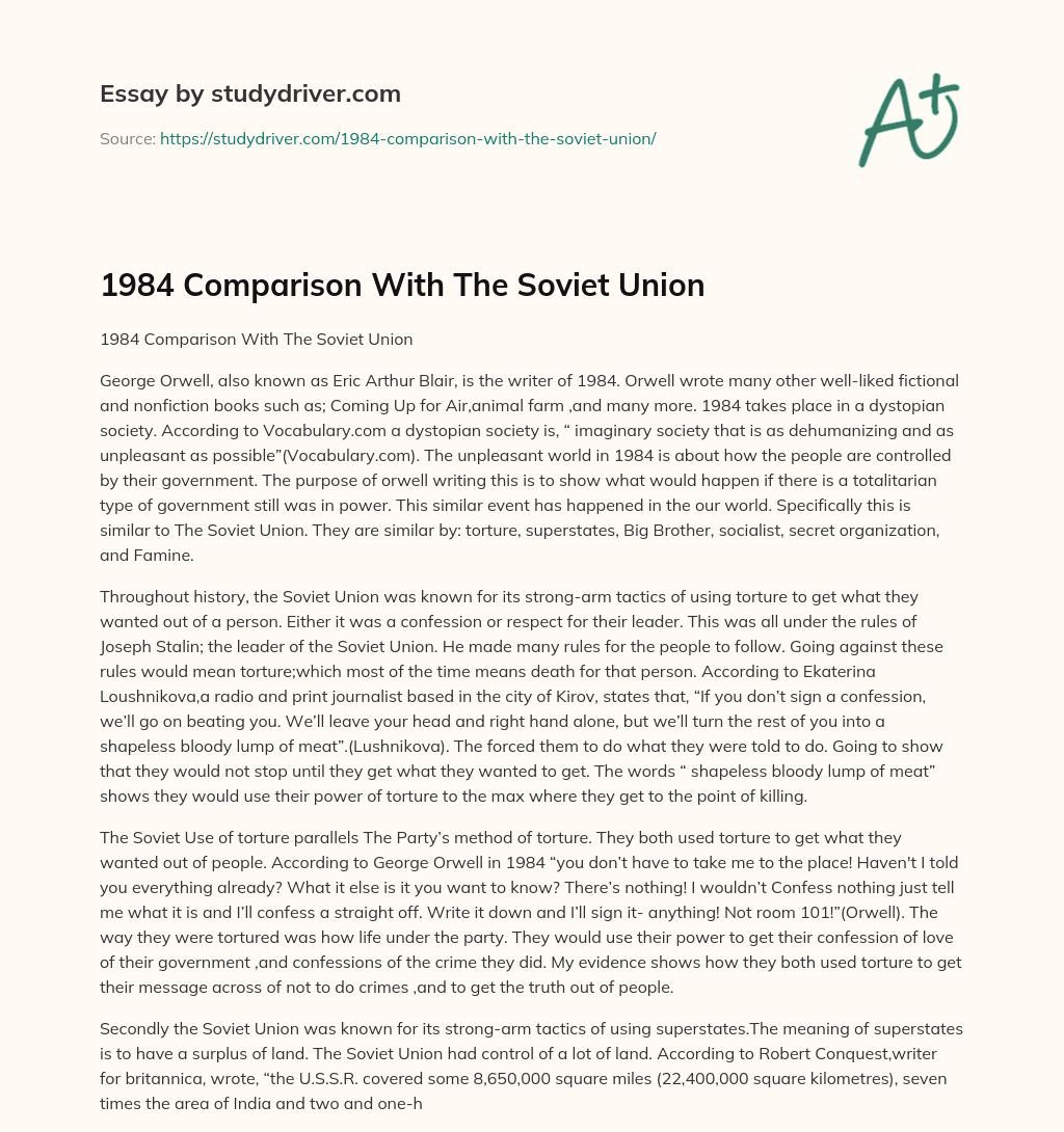 1984 Comparison with the Soviet Union essay