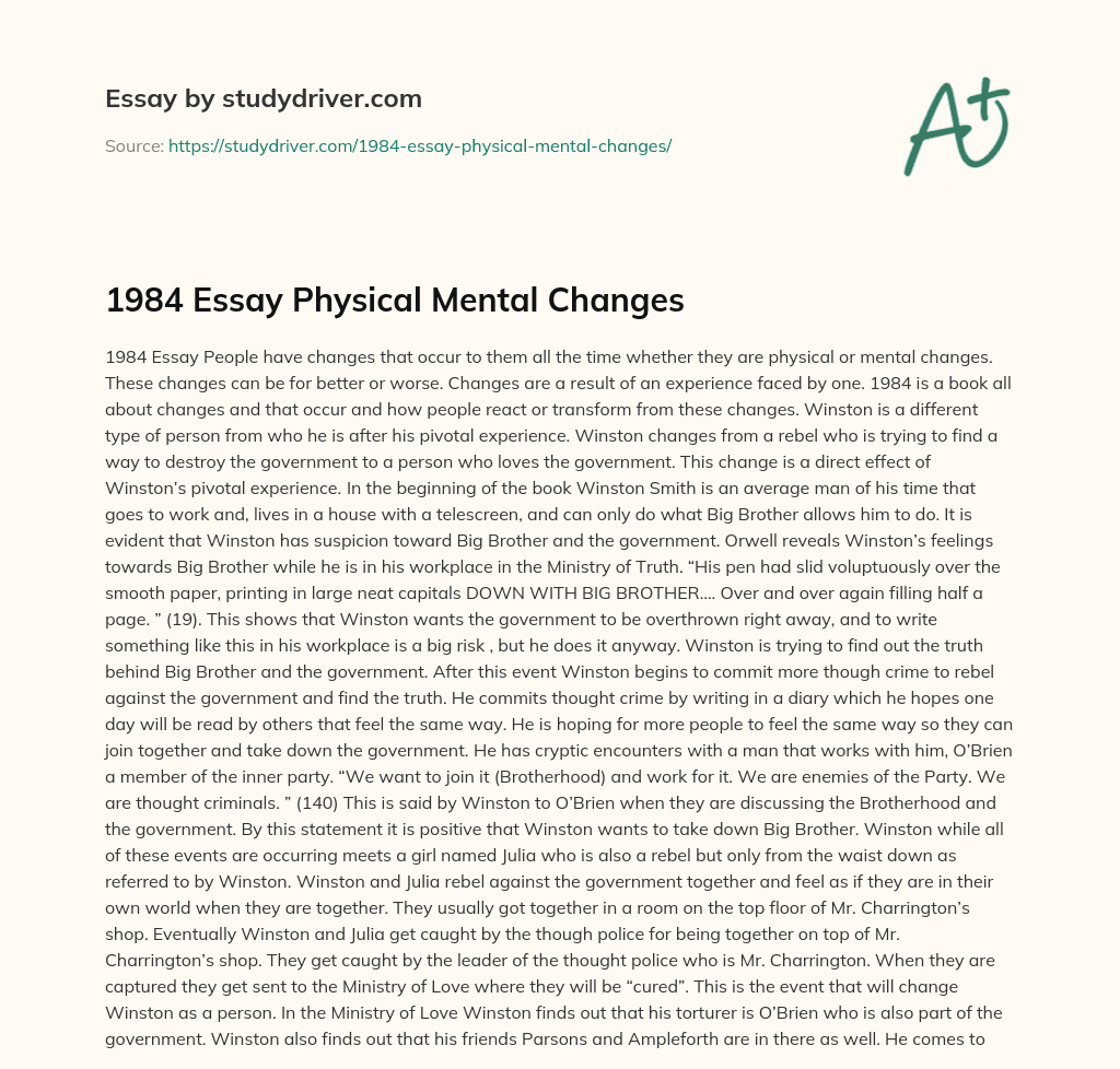 1984 Essay Physical Mental Changes essay
