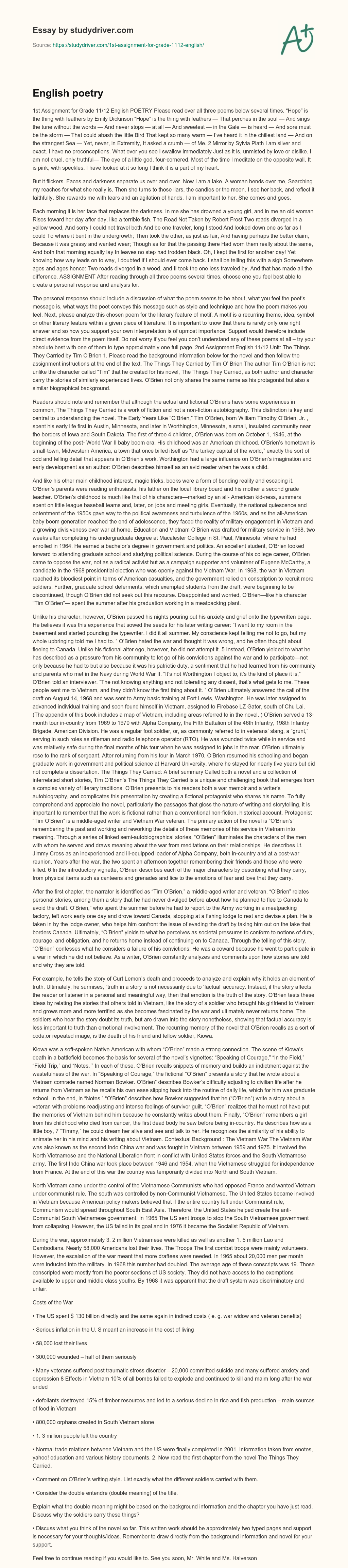 English Poetry essay