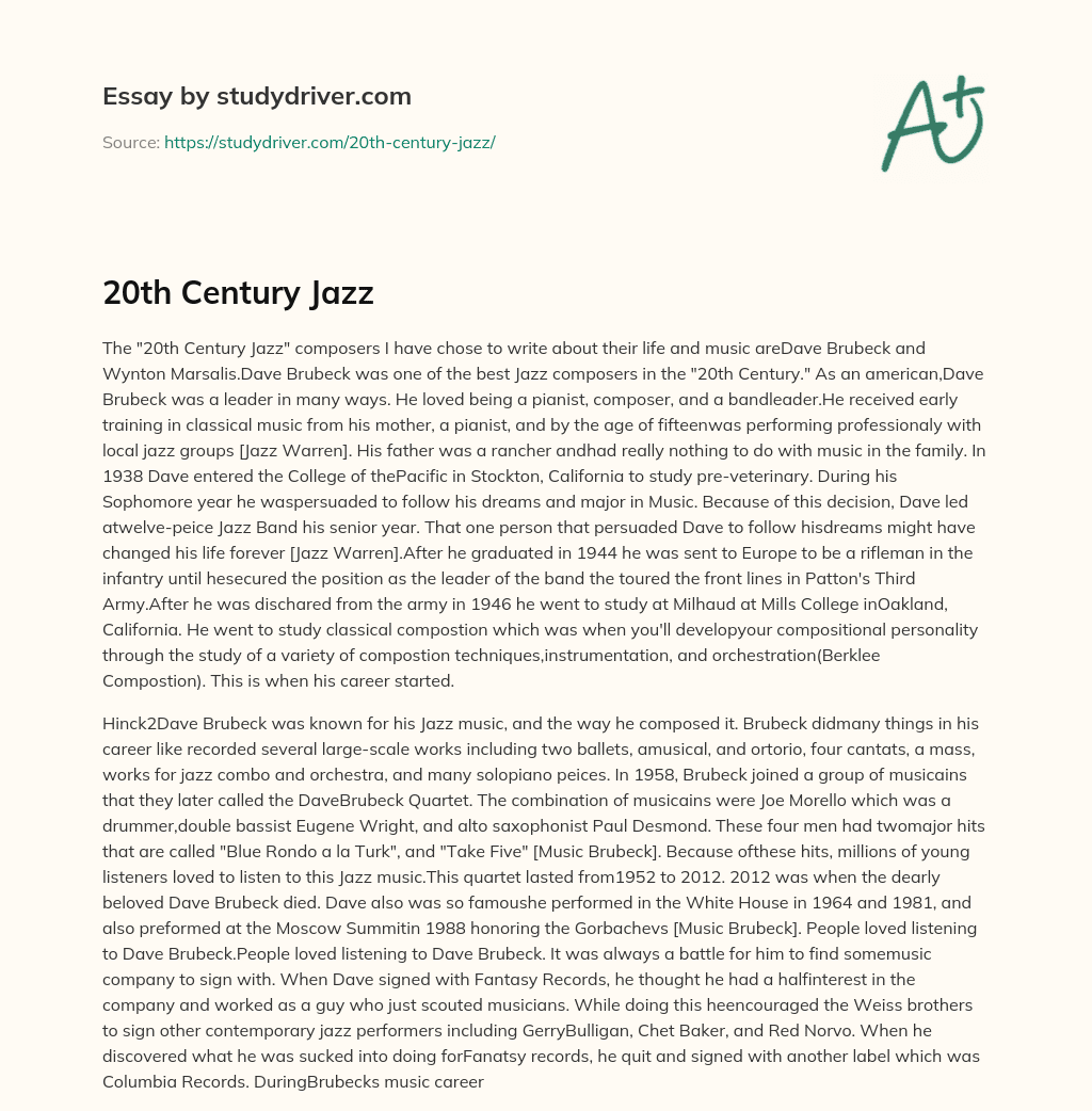 20th Century Jazz essay