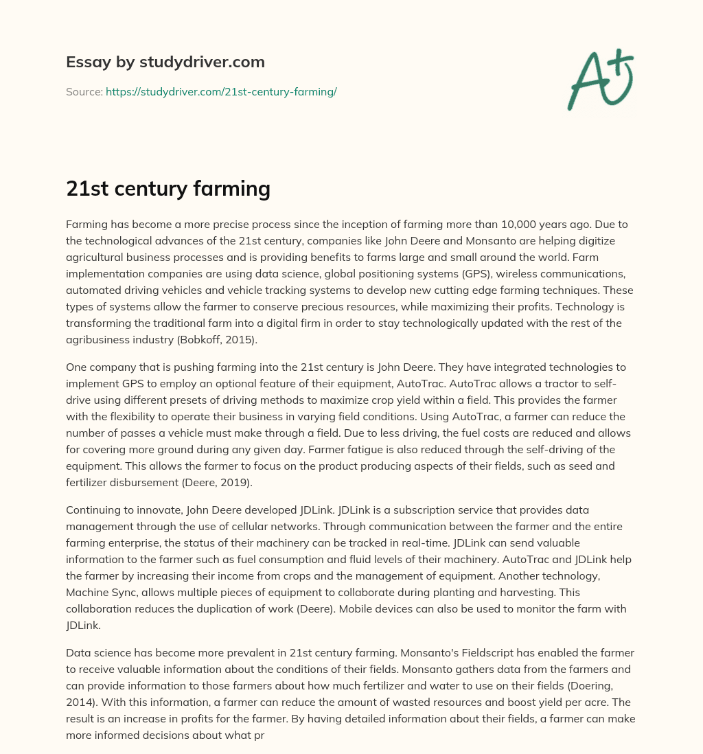 21st Century Farming essay