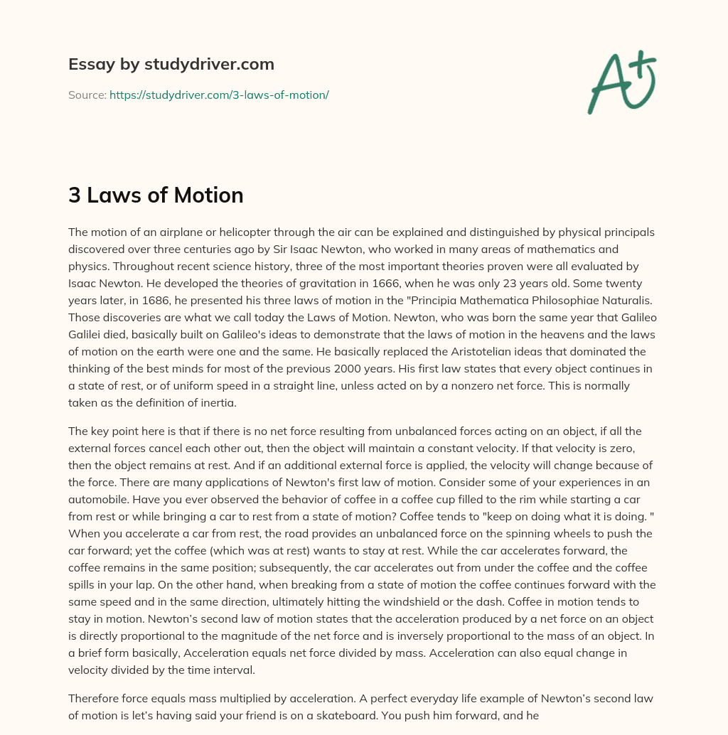 3 Laws of Motion essay