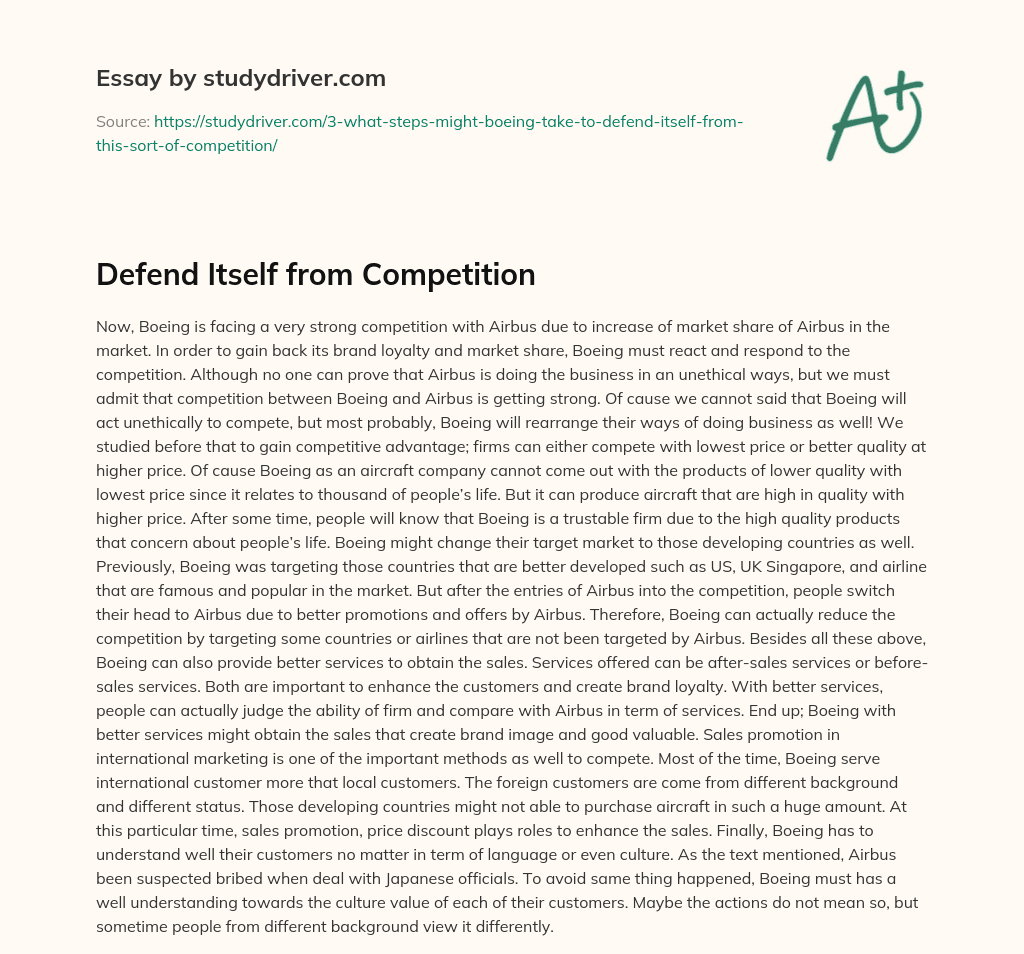Defend itself from Competition essay