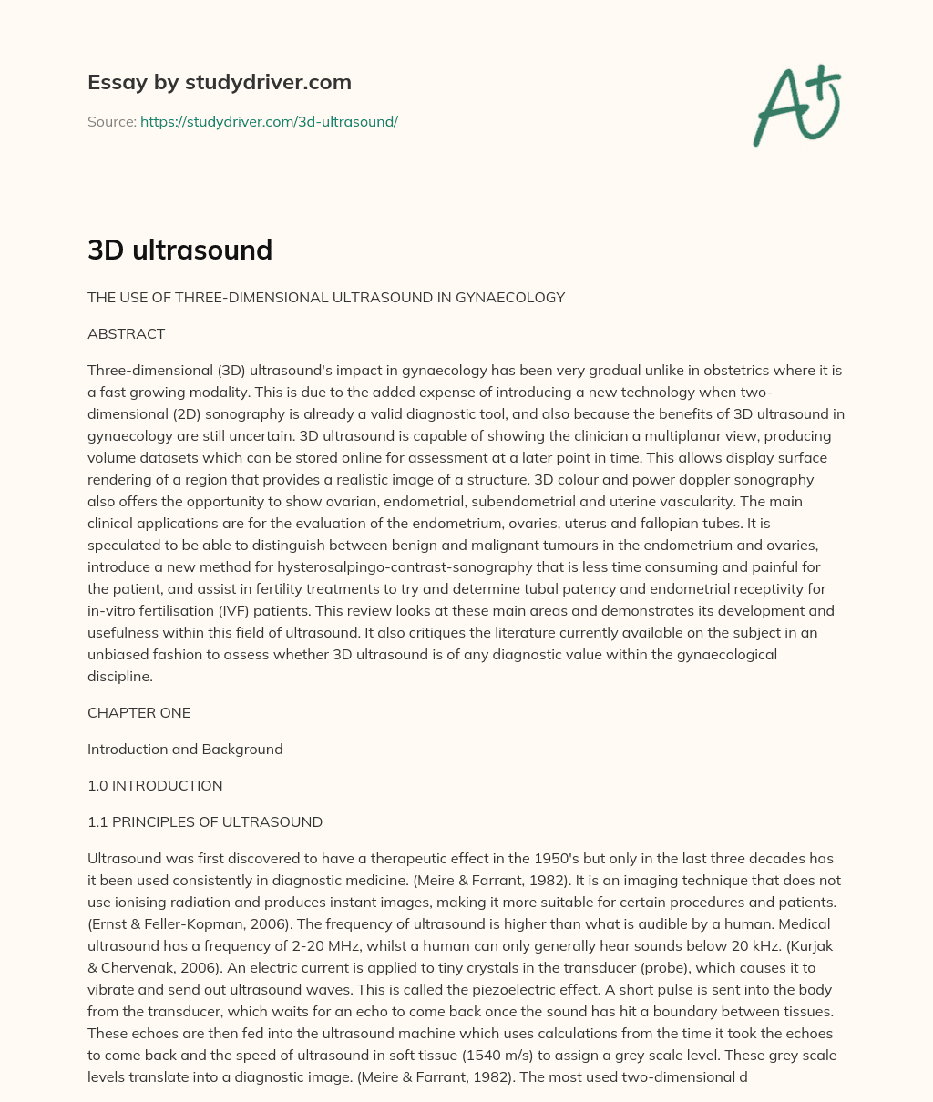 3D Ultrasound essay