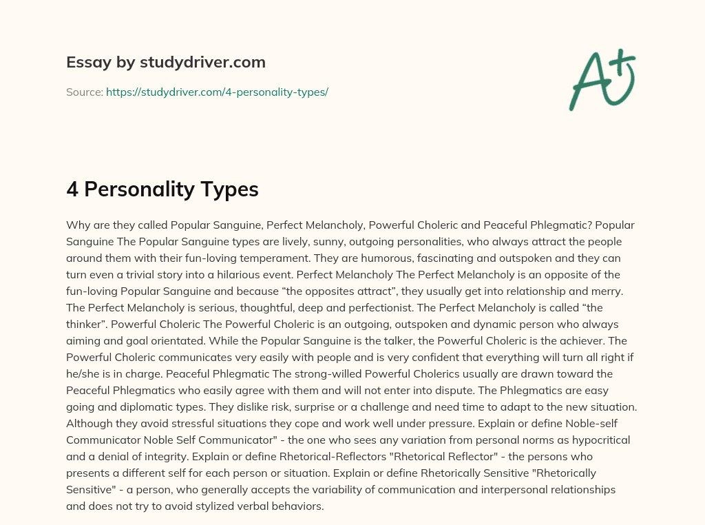4 Personality Types essay