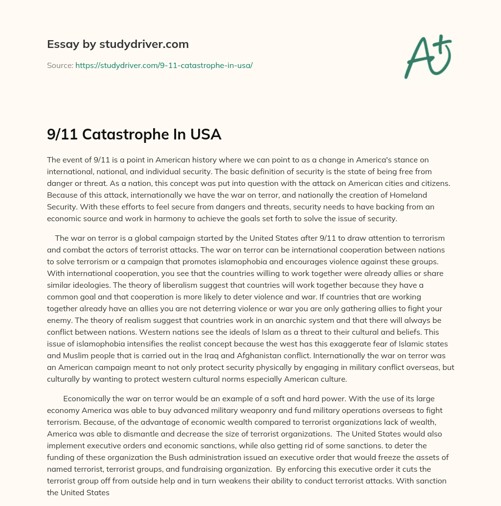 9/11 Catastrophe in USA essay