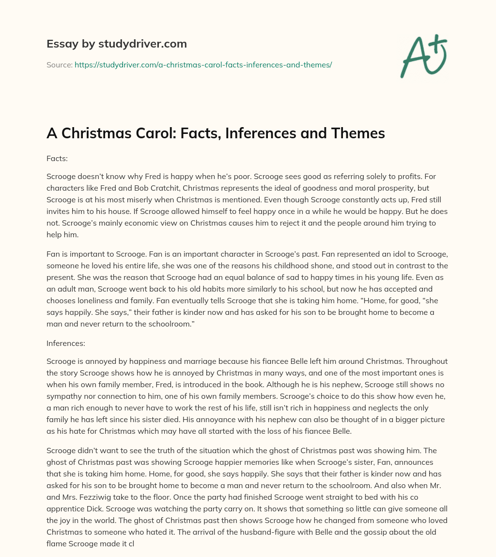 A Christmas Carol: Facts, Inferences and Themes essay