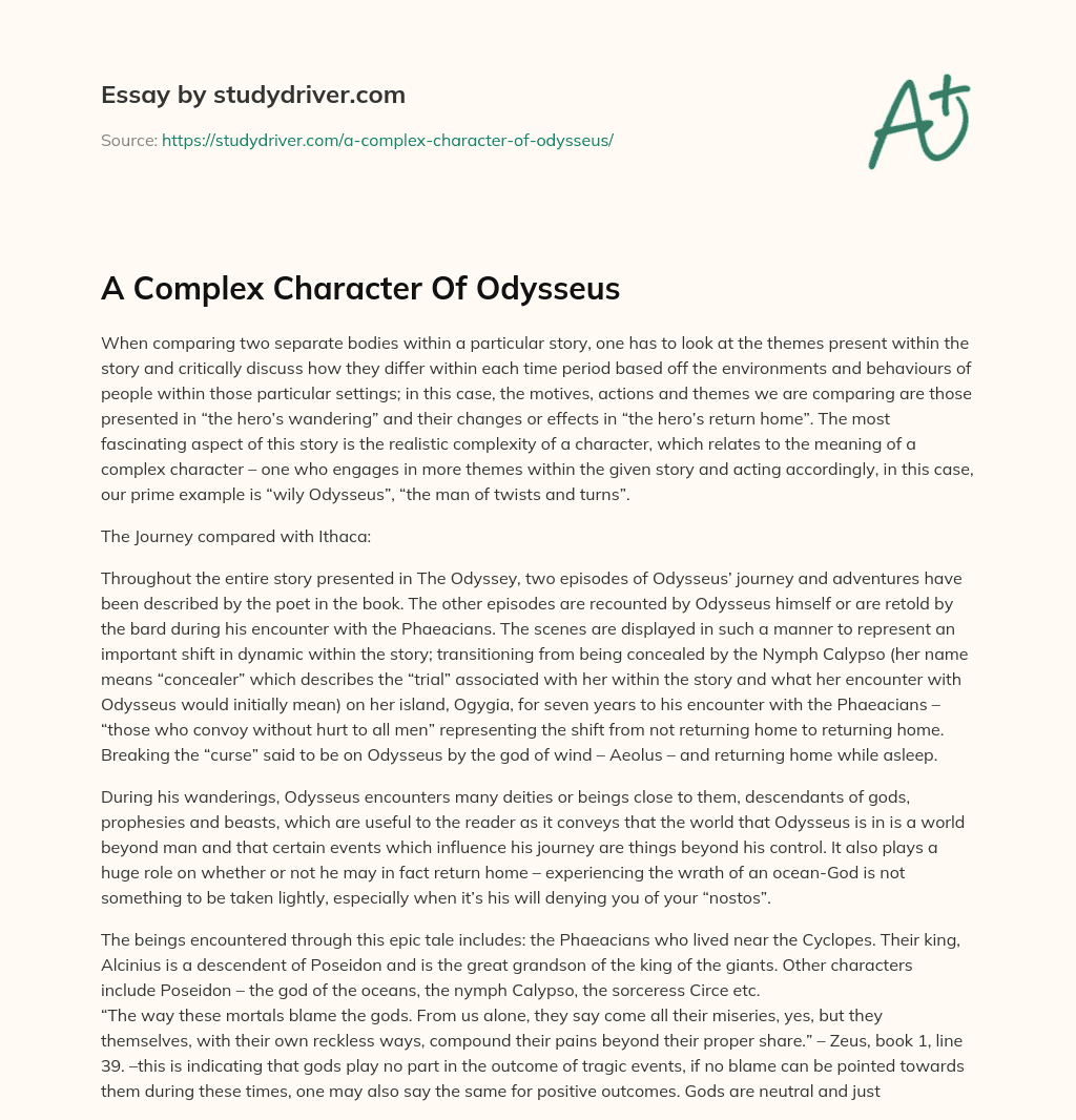 A Complex Character of Odysseus essay