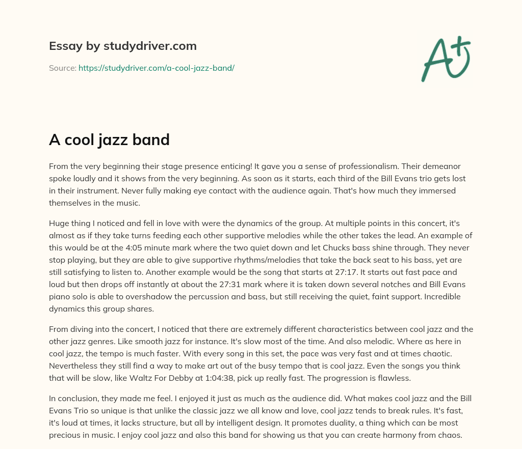 A Cool Jazz Band essay