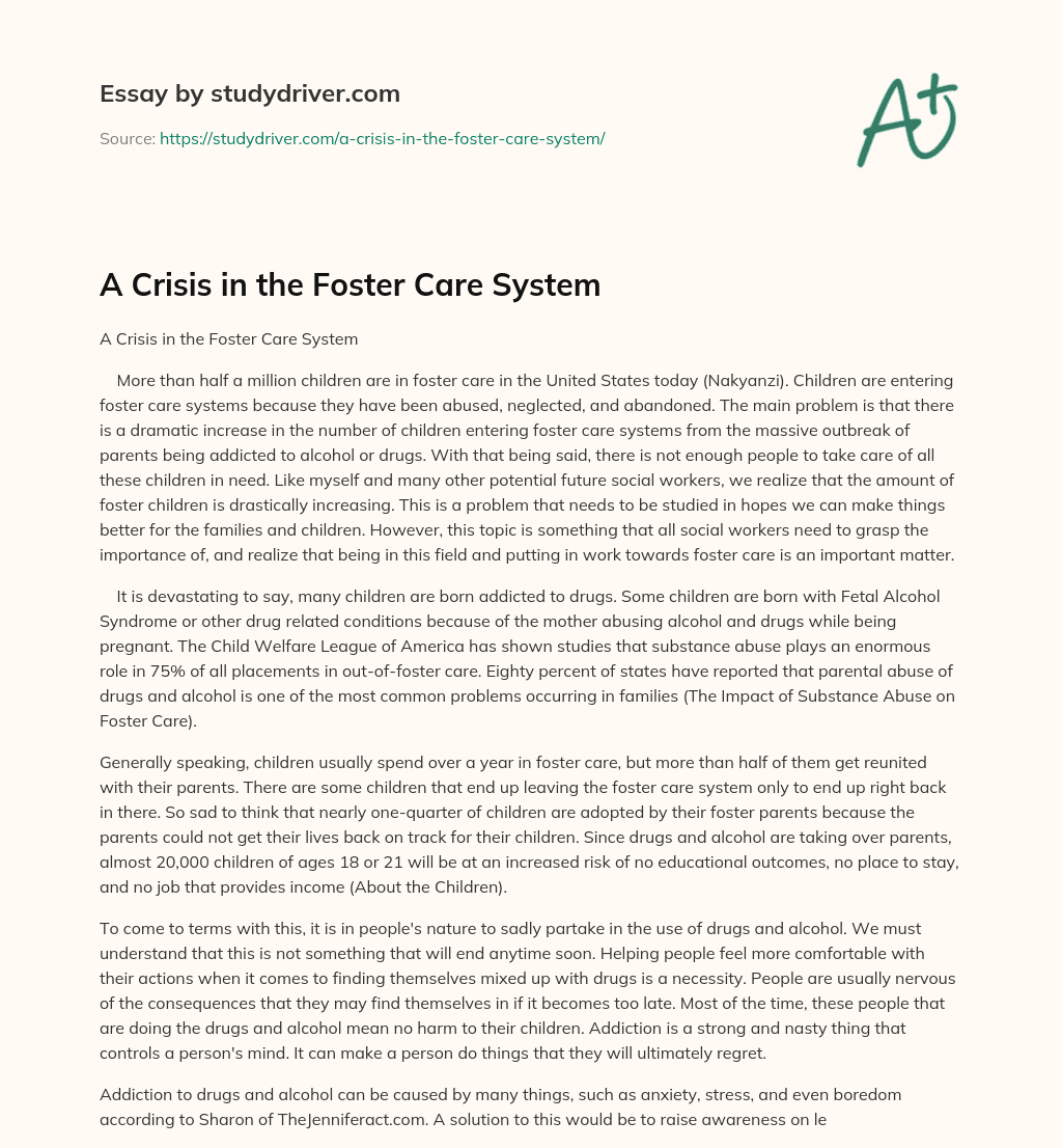 A Crisis in the Foster Care System essay