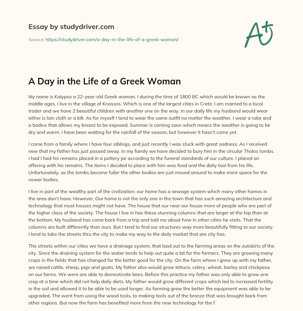 A Day in the Life of a Greek Woman essay