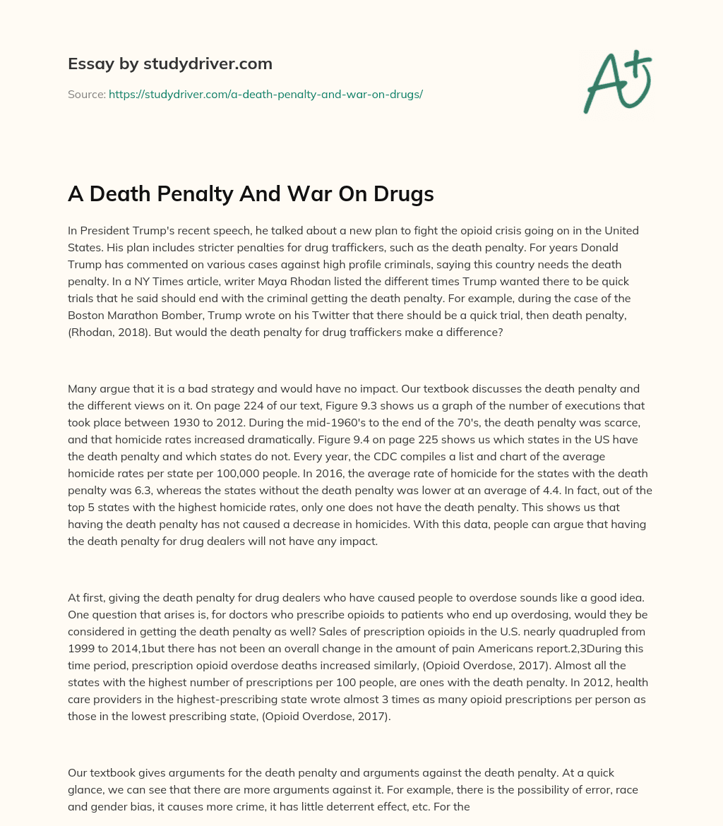 A Death Penalty and War  on Drugs essay
