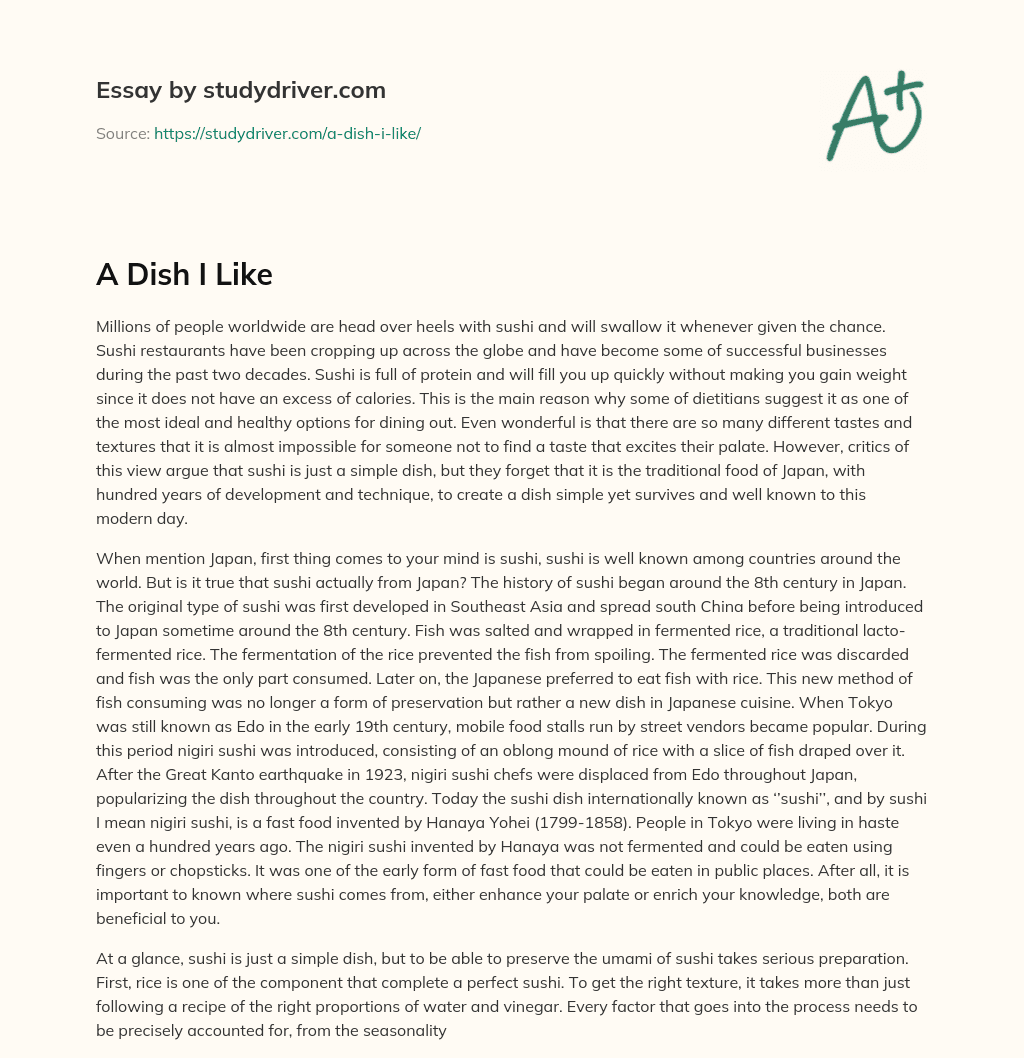 A Dish i Like essay