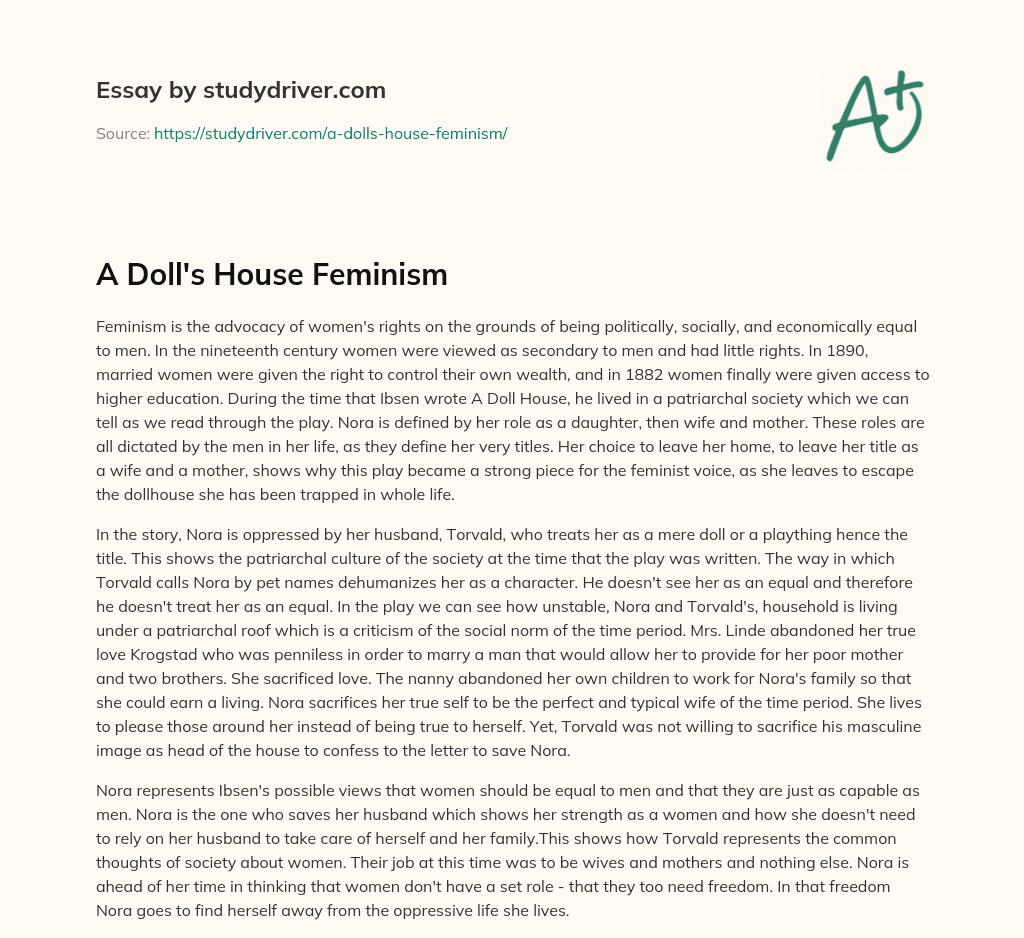 A Doll’s House Feminism essay