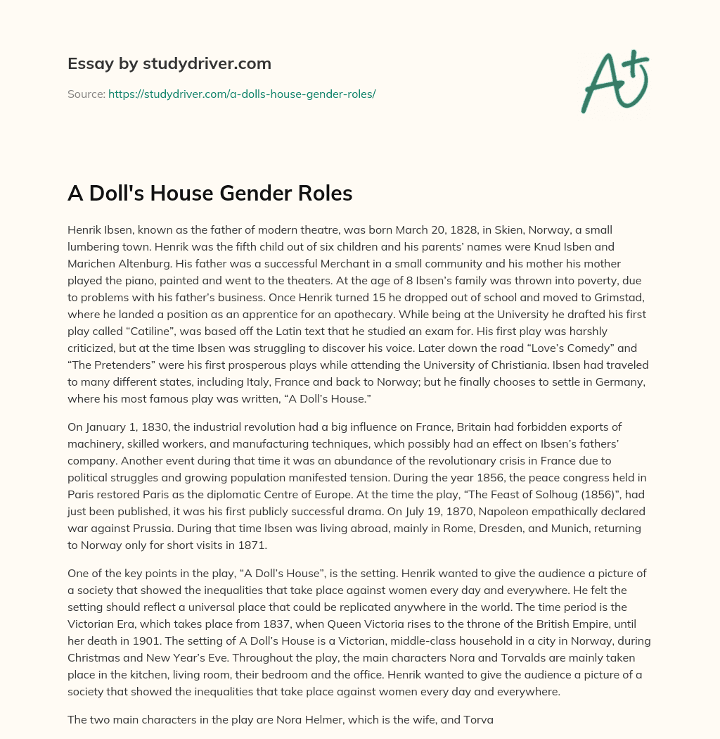 A Doll’s House Gender Roles essay