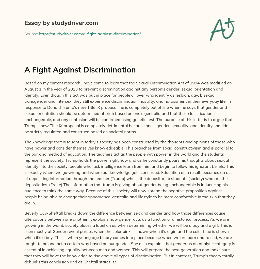 fight against discrimination essay