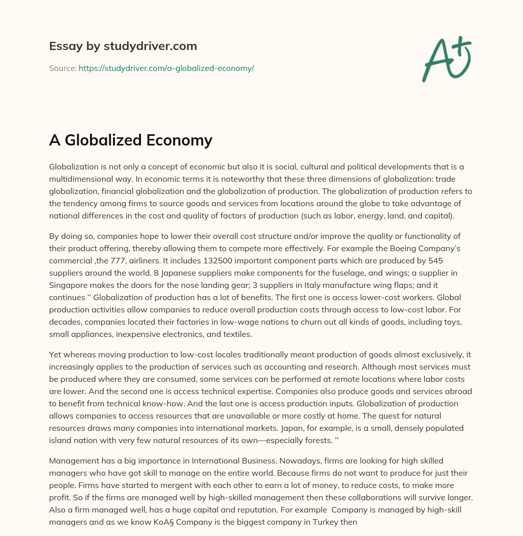 A Globalized Economy essay