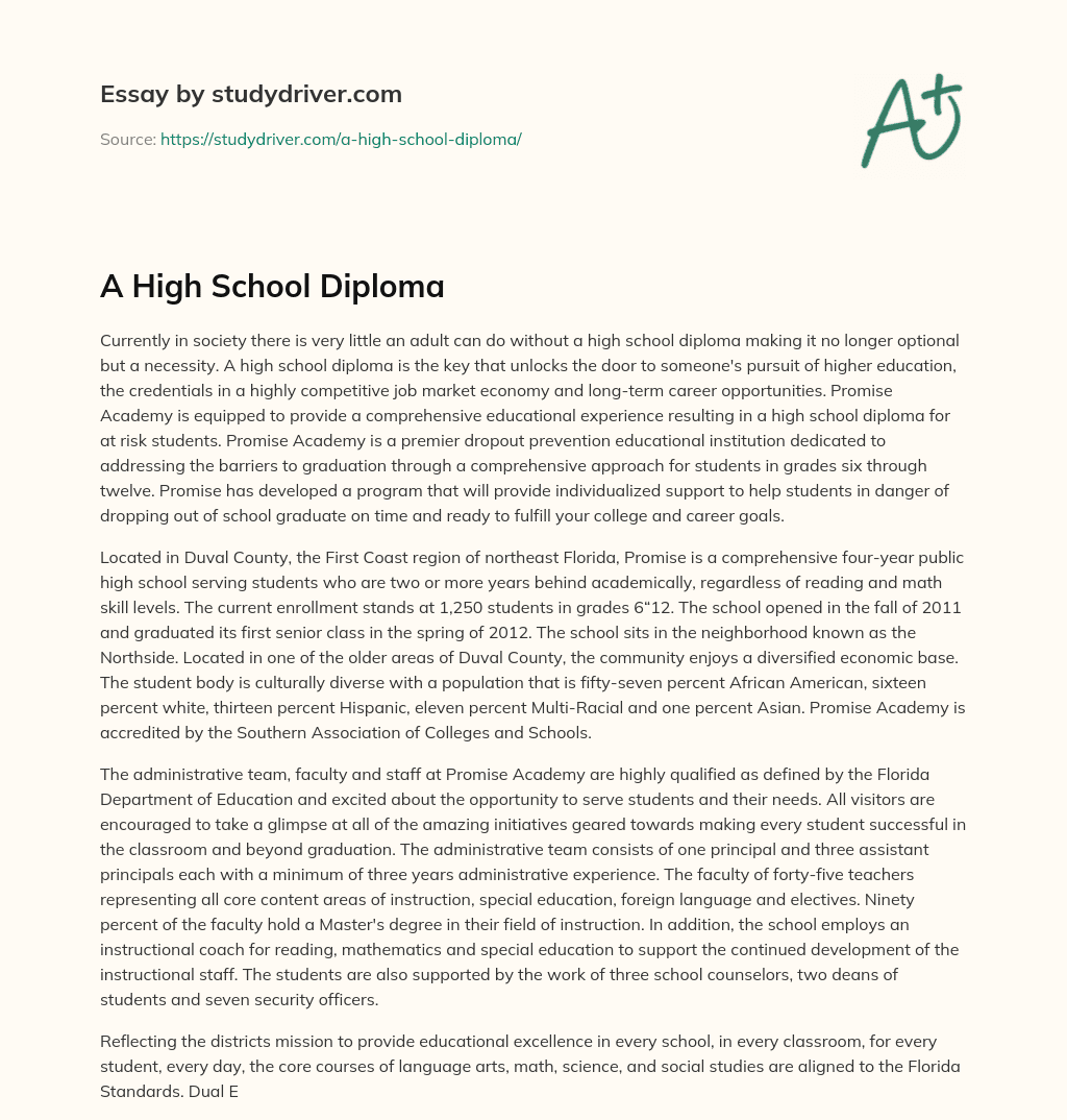 A High School Diploma essay