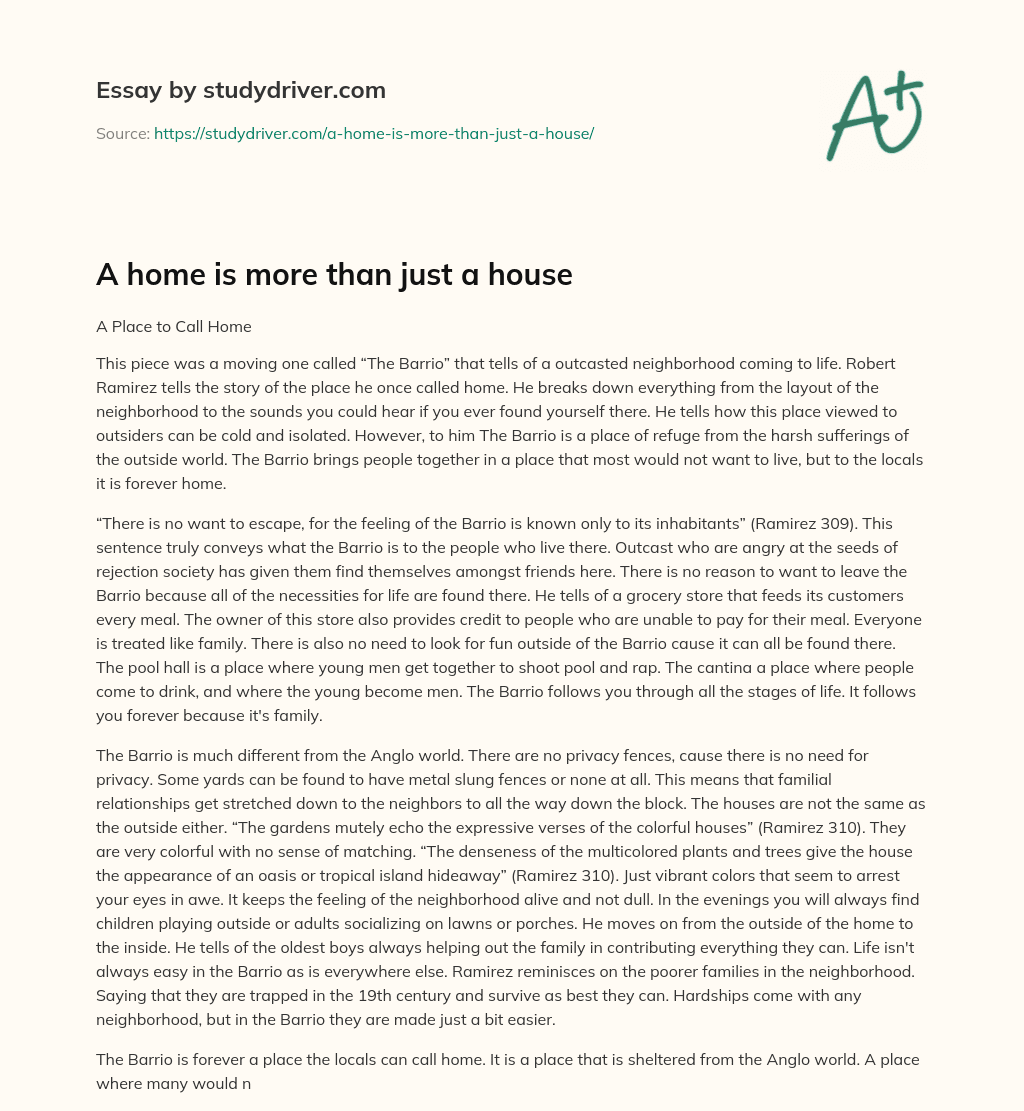 A Home is more than Just a House essay