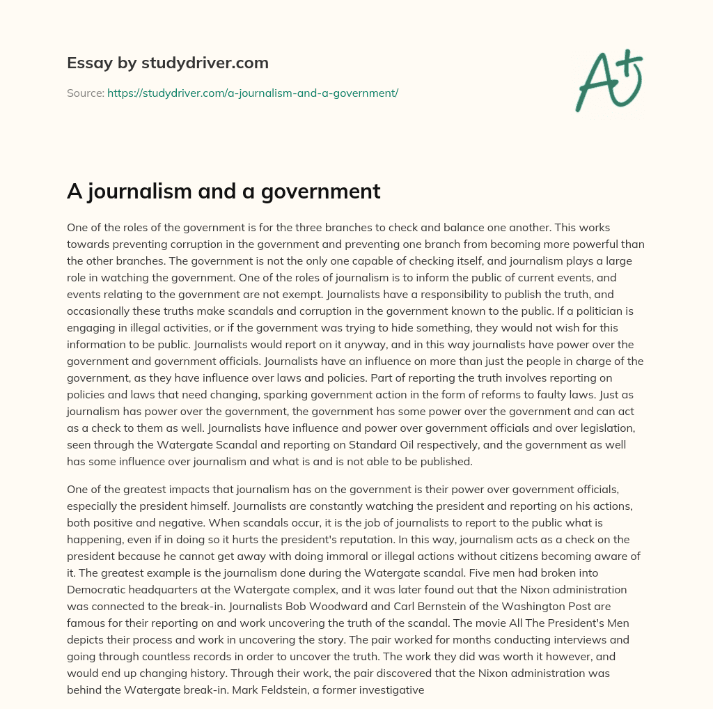 A Journalism and a Government essay