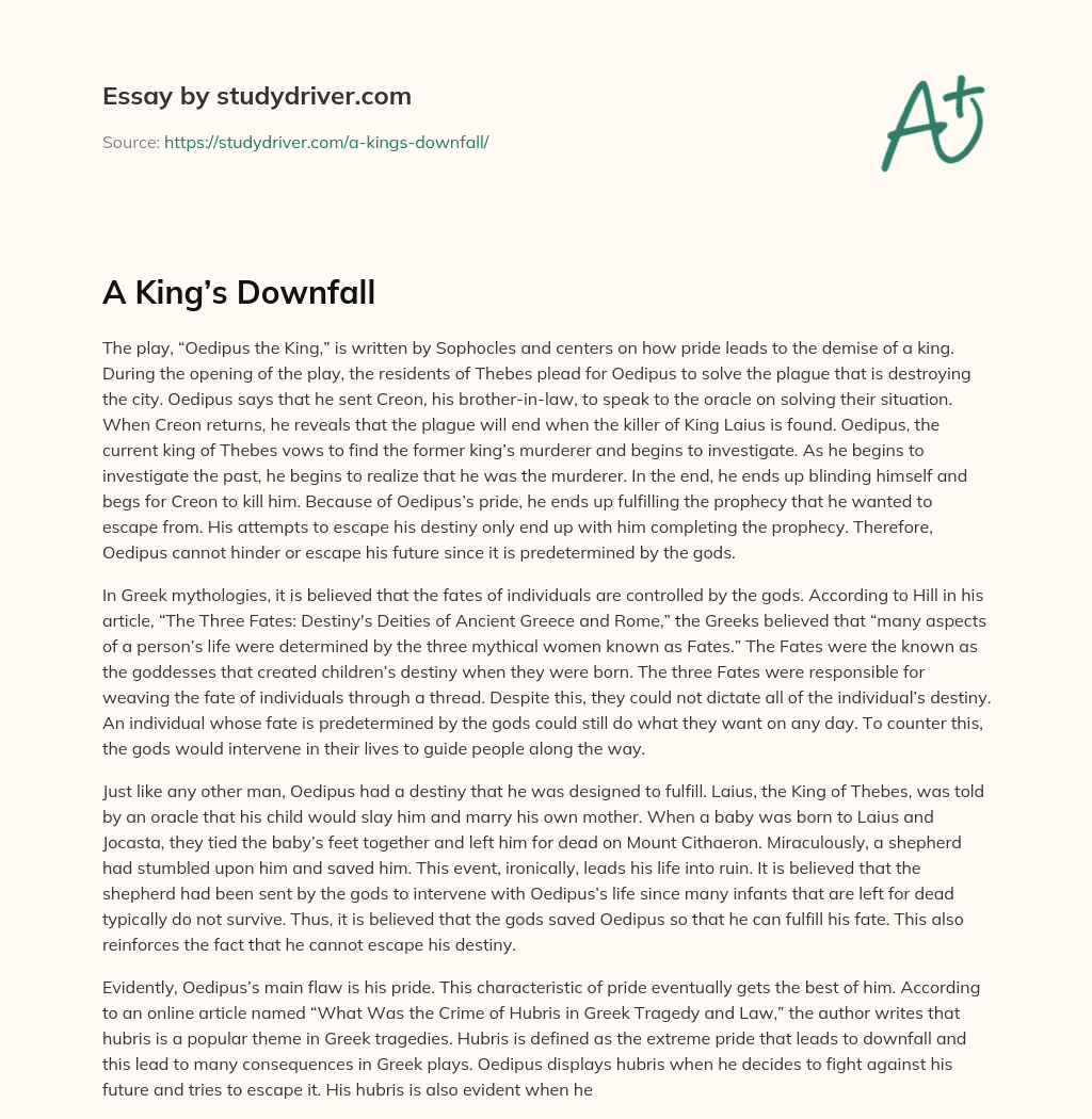 A King’s Downfall essay