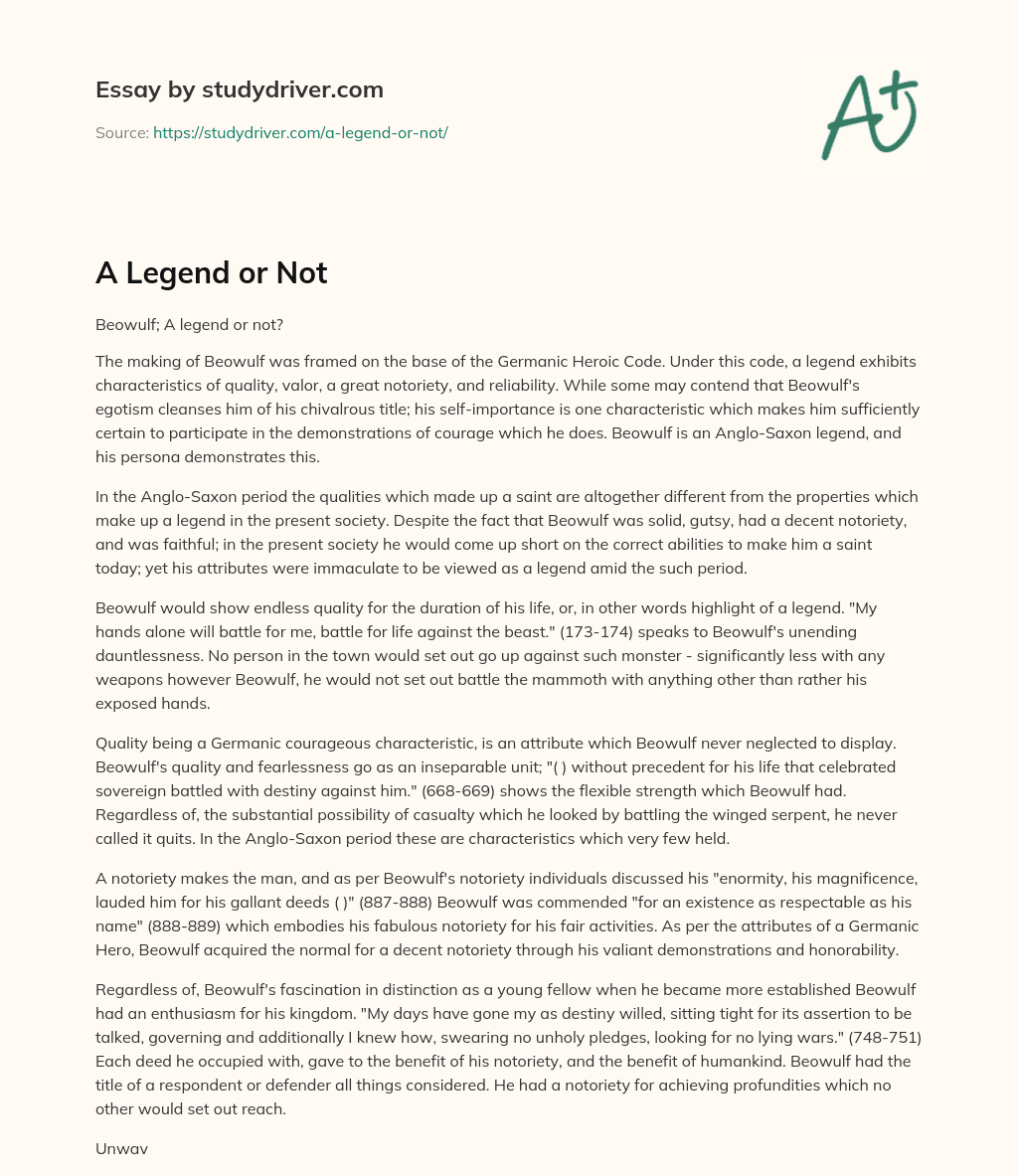 A Legend or not essay