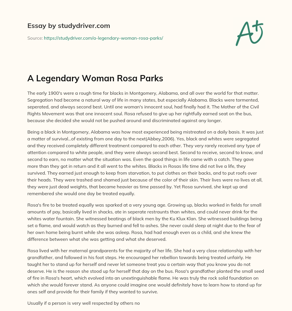 A Legendary Woman Rosa Parks essay