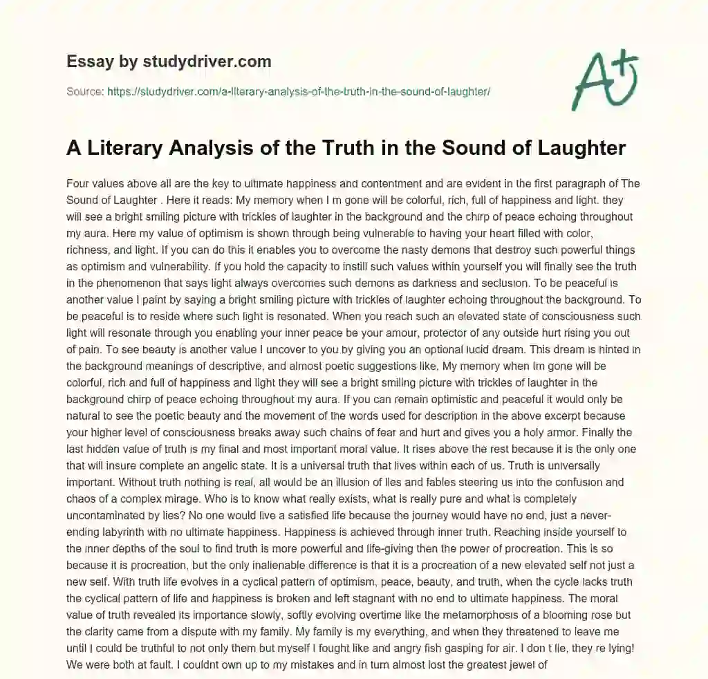 A Literary Analysis of the Truth in the Sound of Laughter essay
