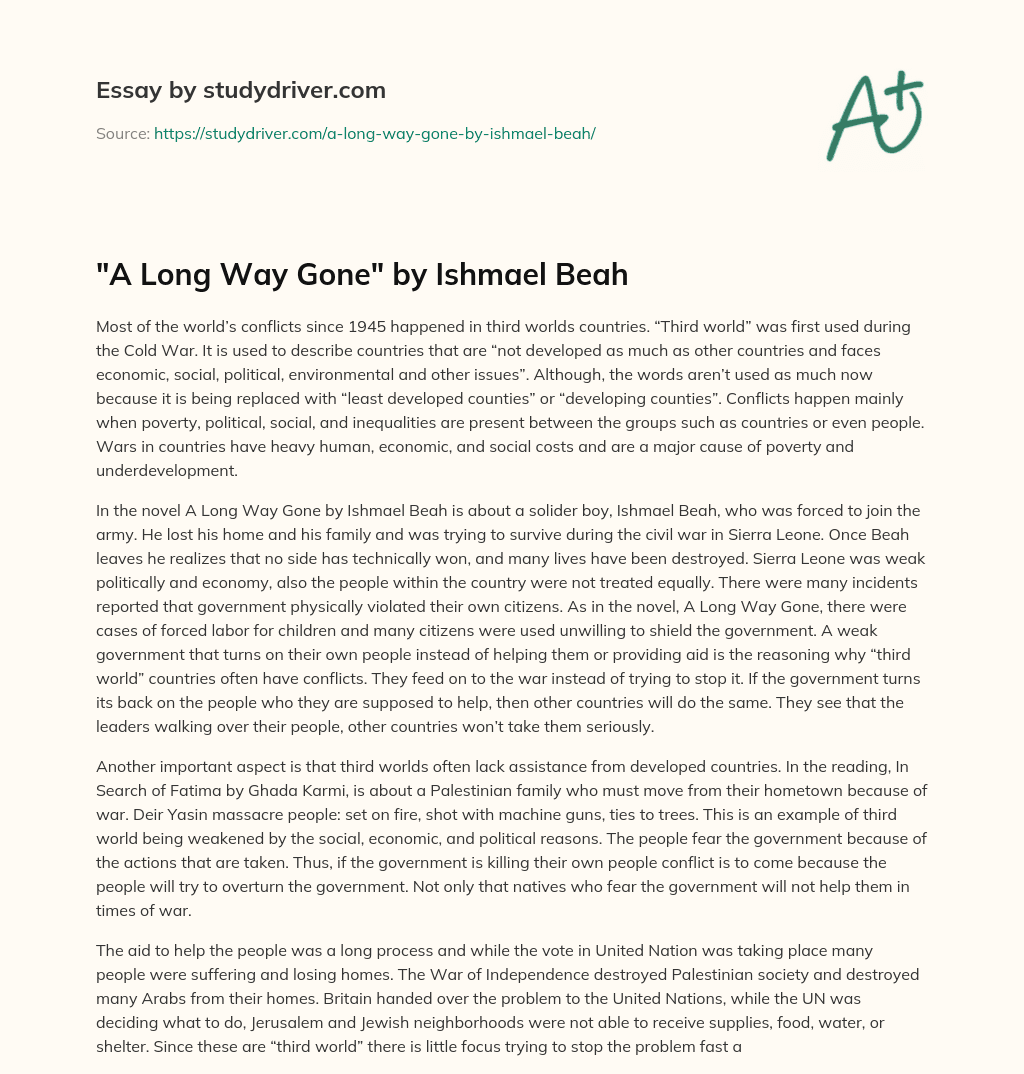 “A Long Way Gone” by Ishmael Beah essay