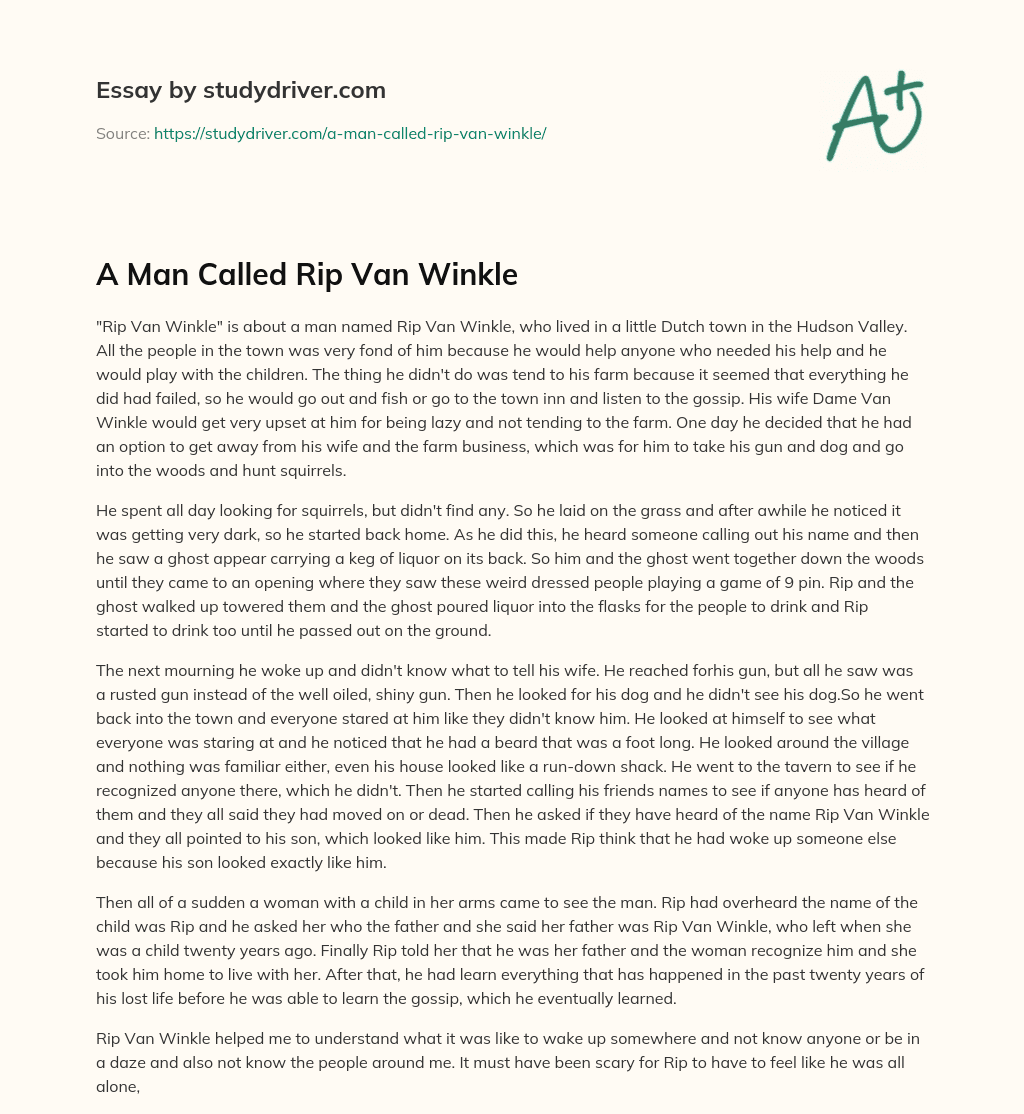 A Man Called Rip Van Winkle essay