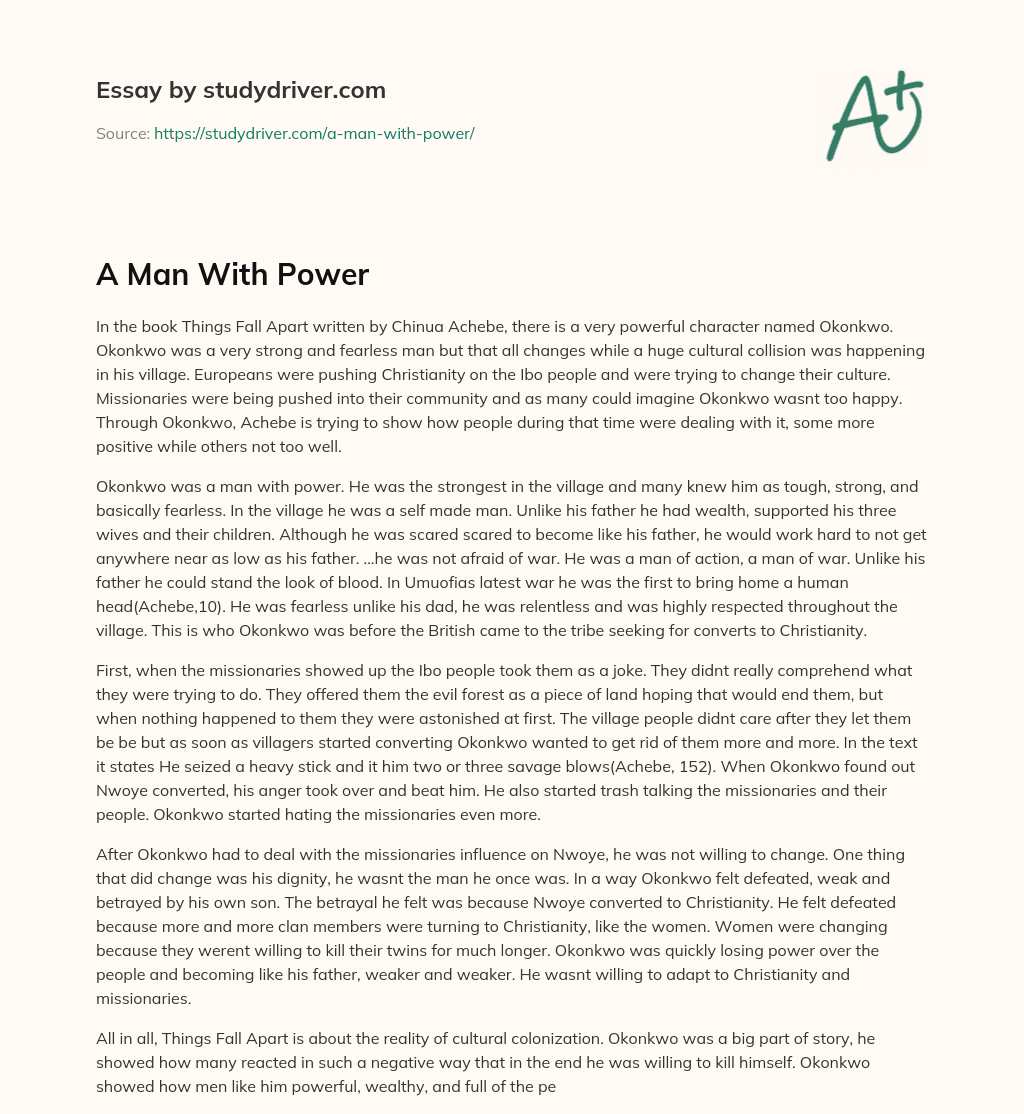 A Man with Power essay
