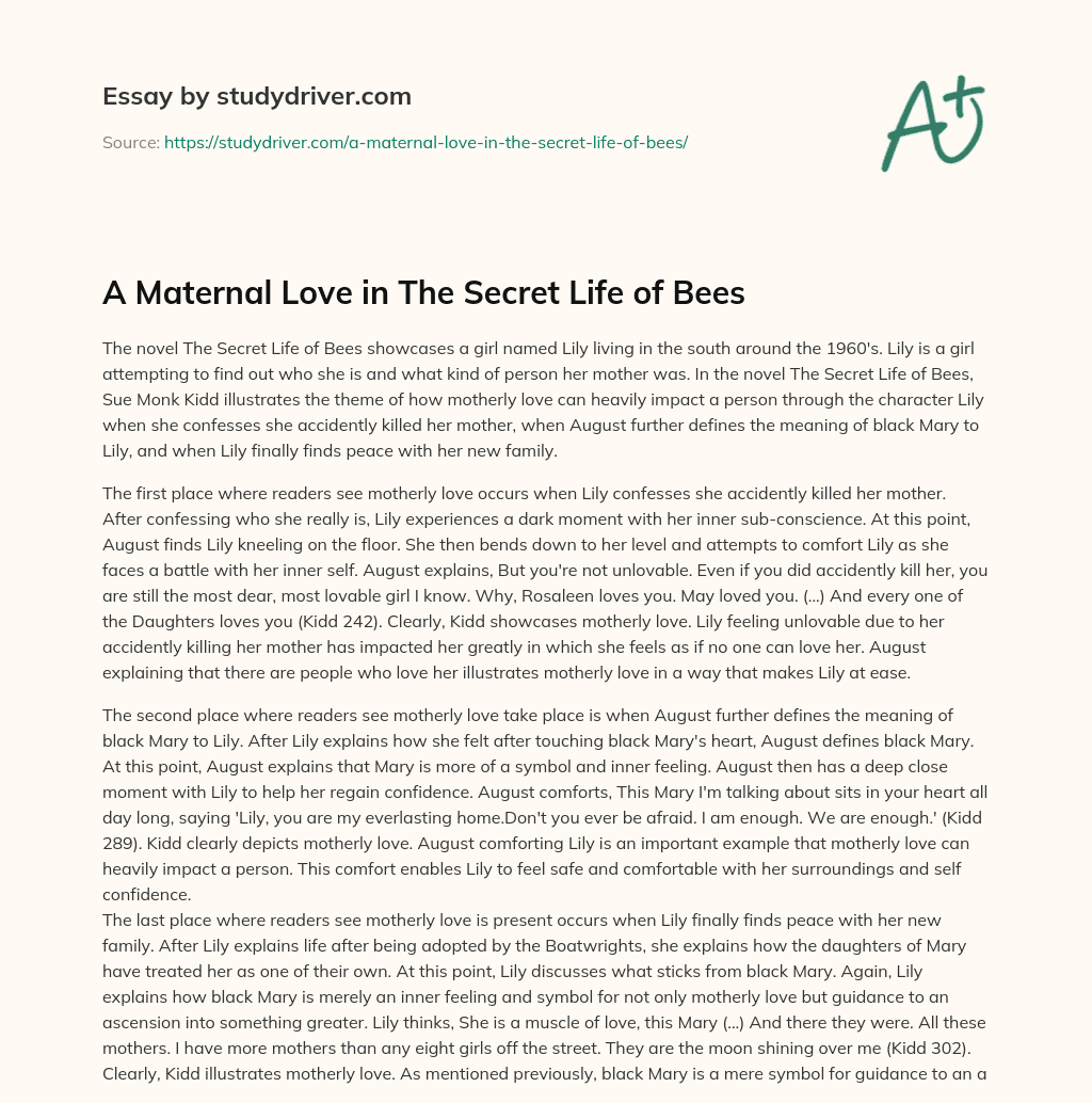 A Maternal Love in the Secret Life of Bees essay