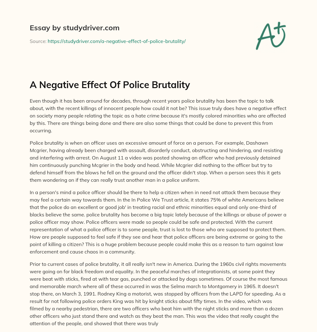 A Negative Effect of Police Brutality essay