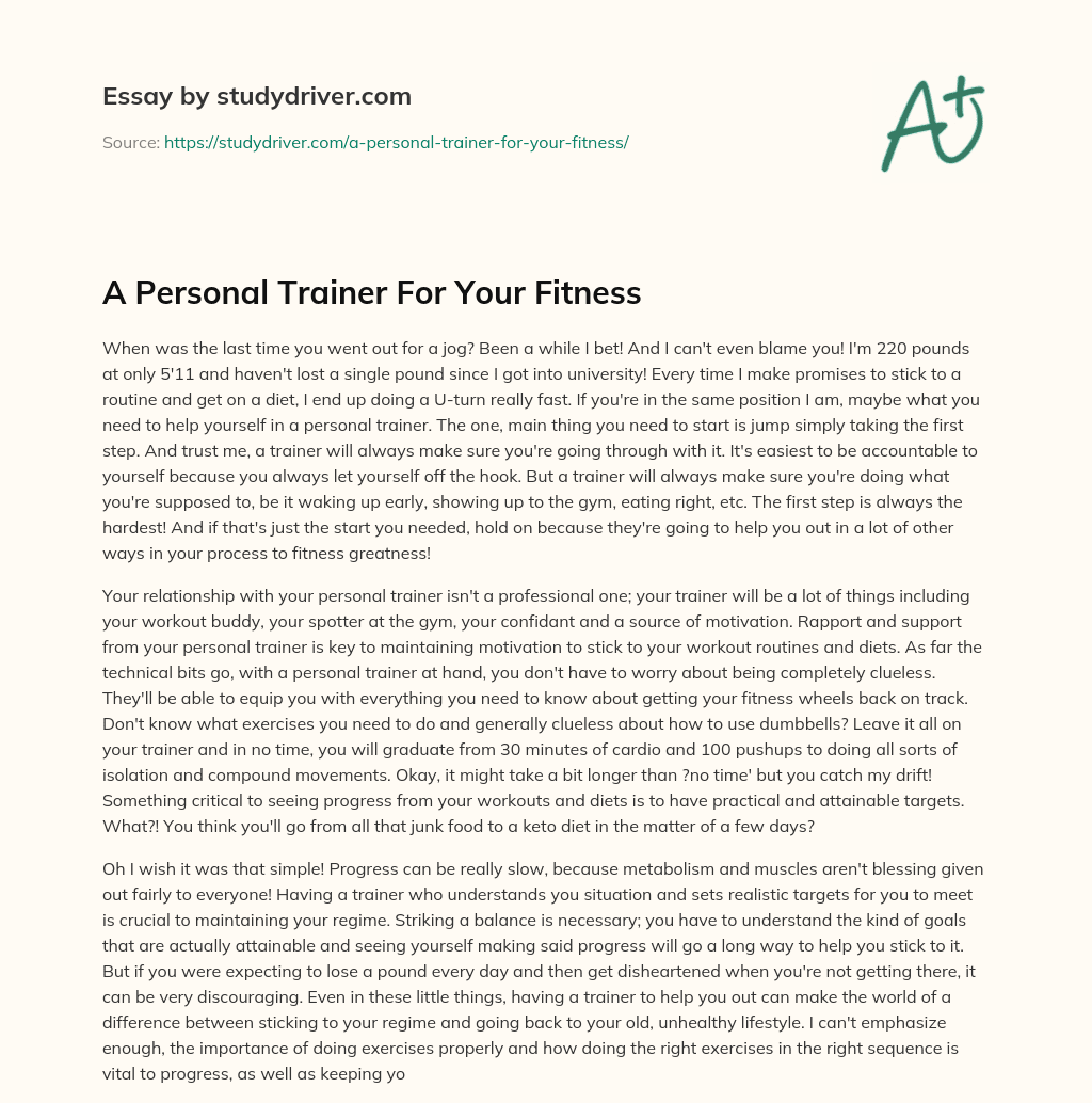 A Personal Trainer for your Fitness essay