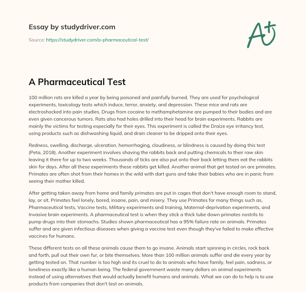 A Pharmaceutical Test essay