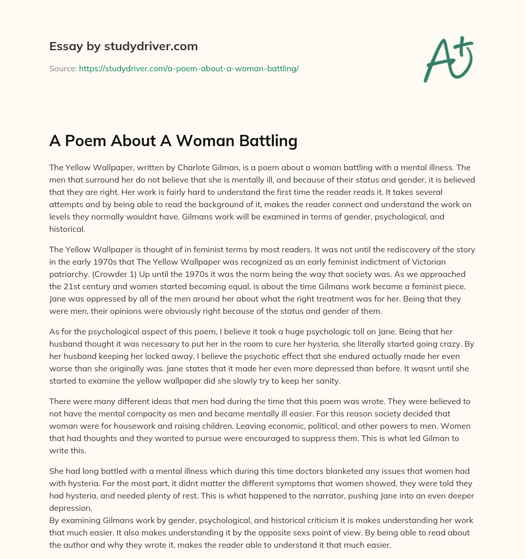 A Poem about a Woman Battling essay