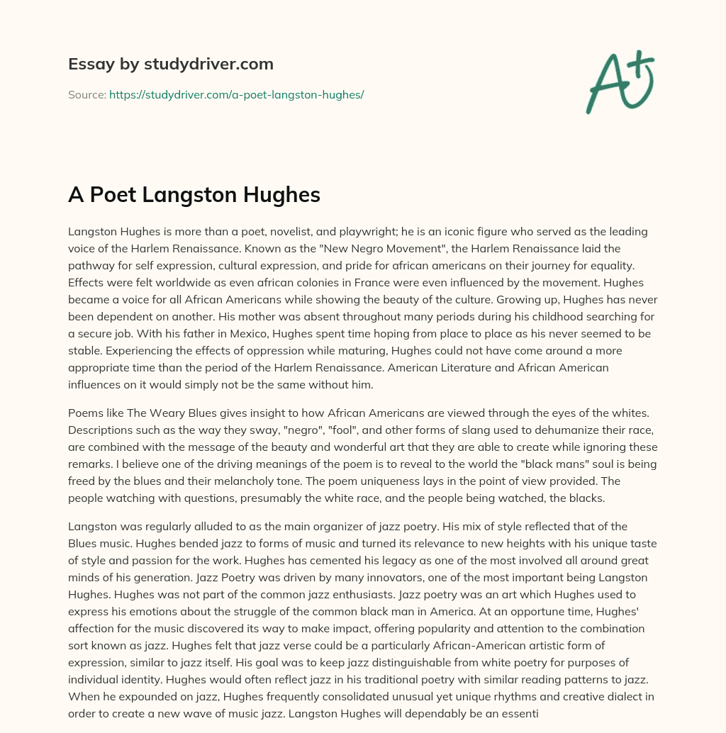 A Poet Langston Hughes essay