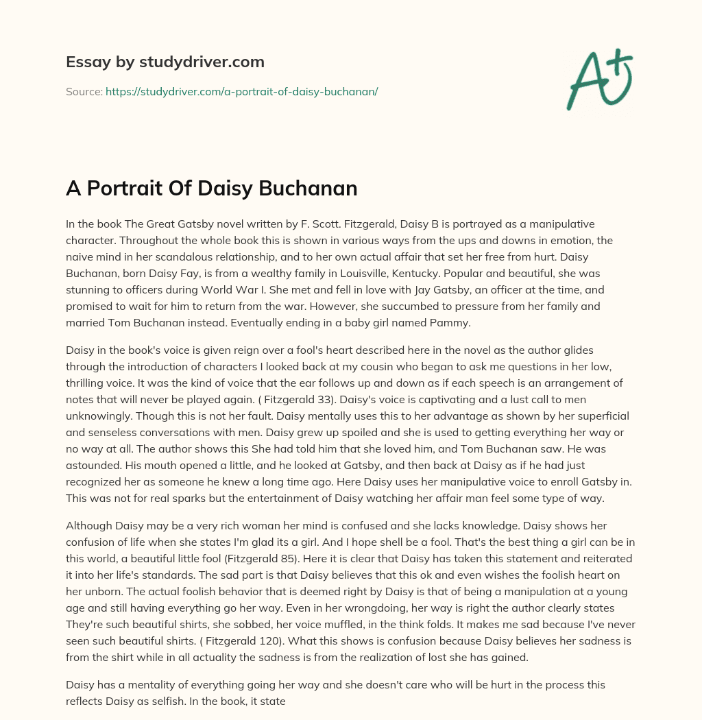 A Portrait of Daisy Buchanan essay
