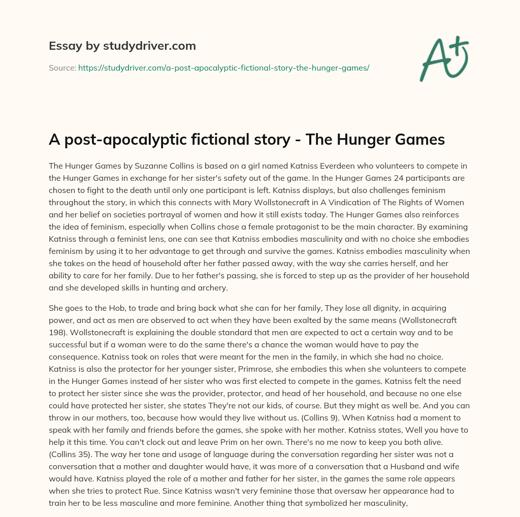 A Post-apocalyptic Fictional Story – the Hunger Games essay