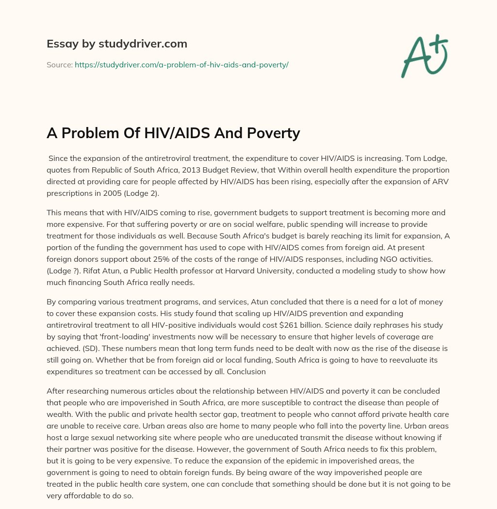 A Problem of HIV/AIDS and Poverty essay