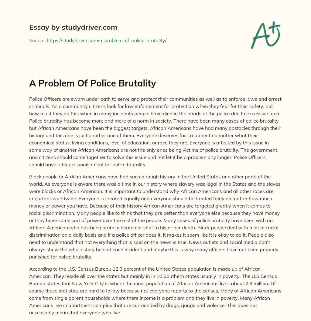 A Problem of Police Brutality essay
