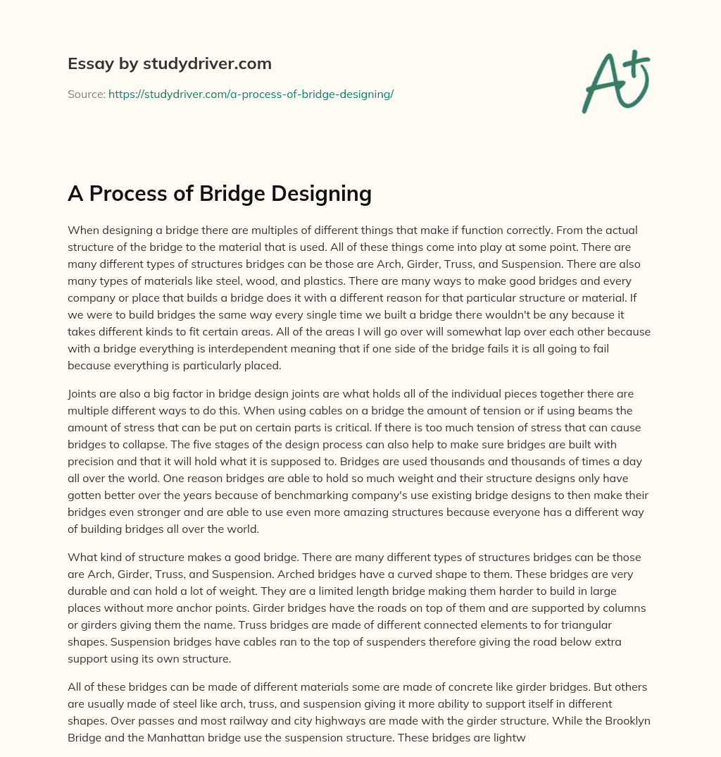 A Process of Bridge Designing essay