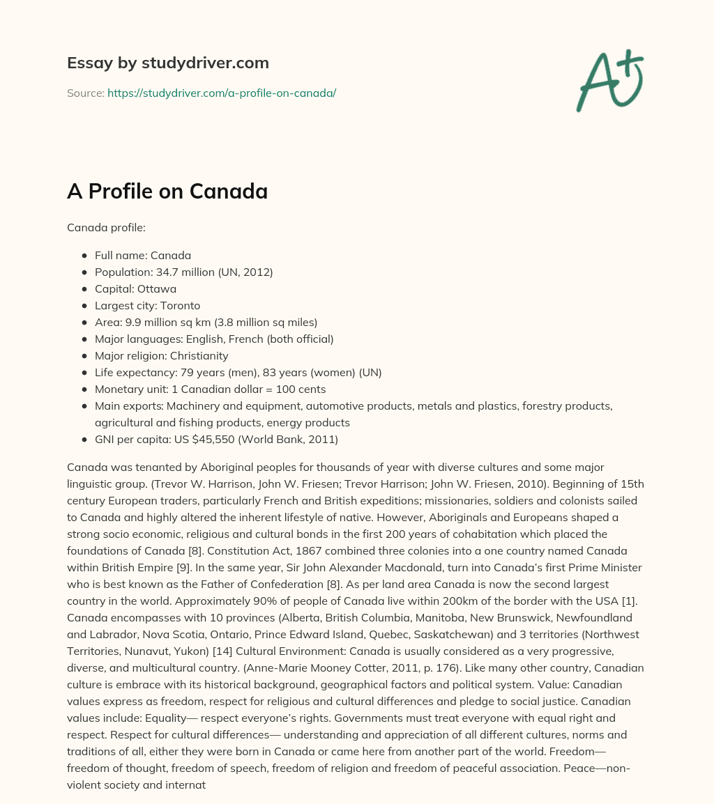A Profile on Canada essay