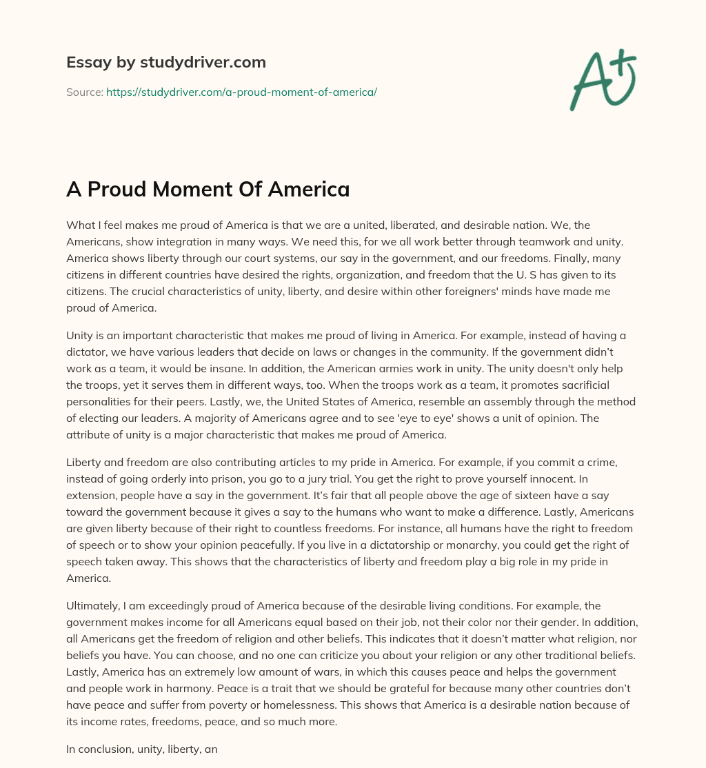 A Proud Moment of America essay