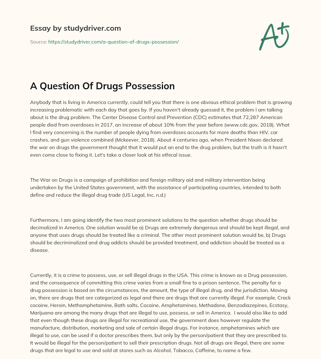 A Question of Drugs Possession essay